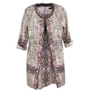 NWT Etcetera Pink Lady Pink & Tan Snakeskin Print Jacket / Dress Set Womens 2